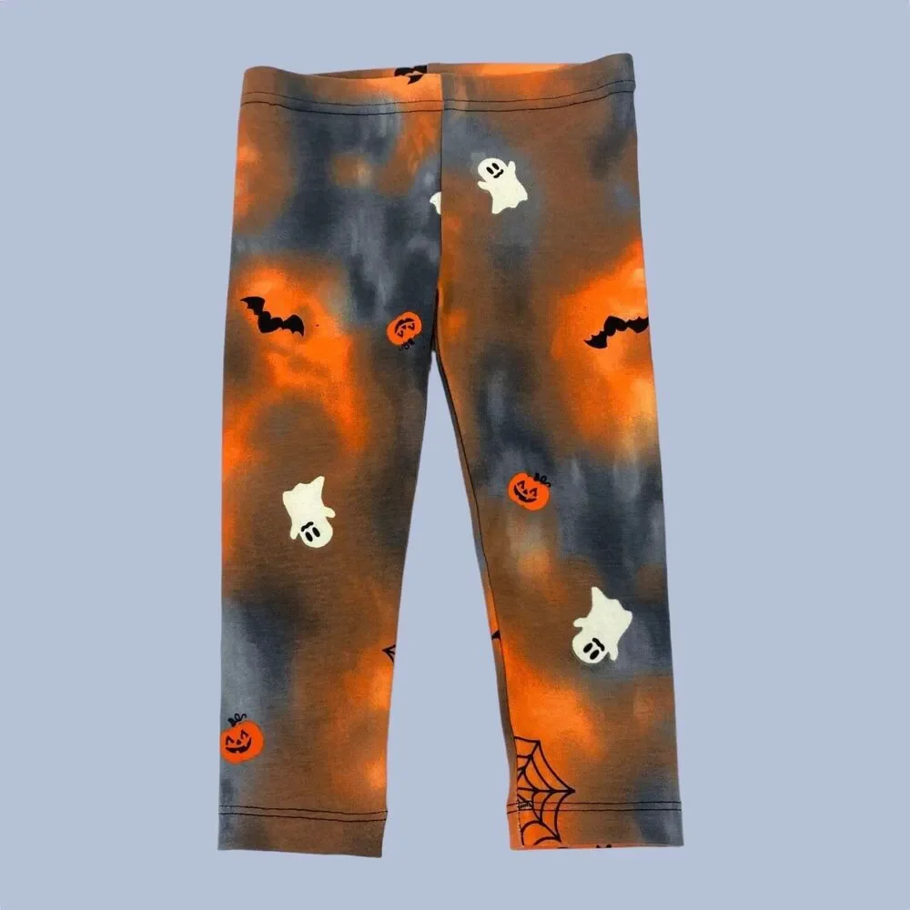 Halloween Girls Outfit 18 months Ghost Spooky T Shirt Leggings Black Orange NEW